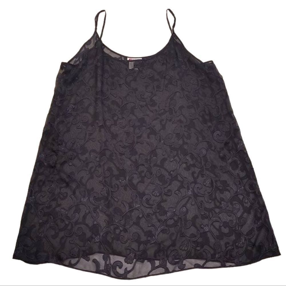 Woman Within 1X Black Lace Nightie Intimate Sleepwear